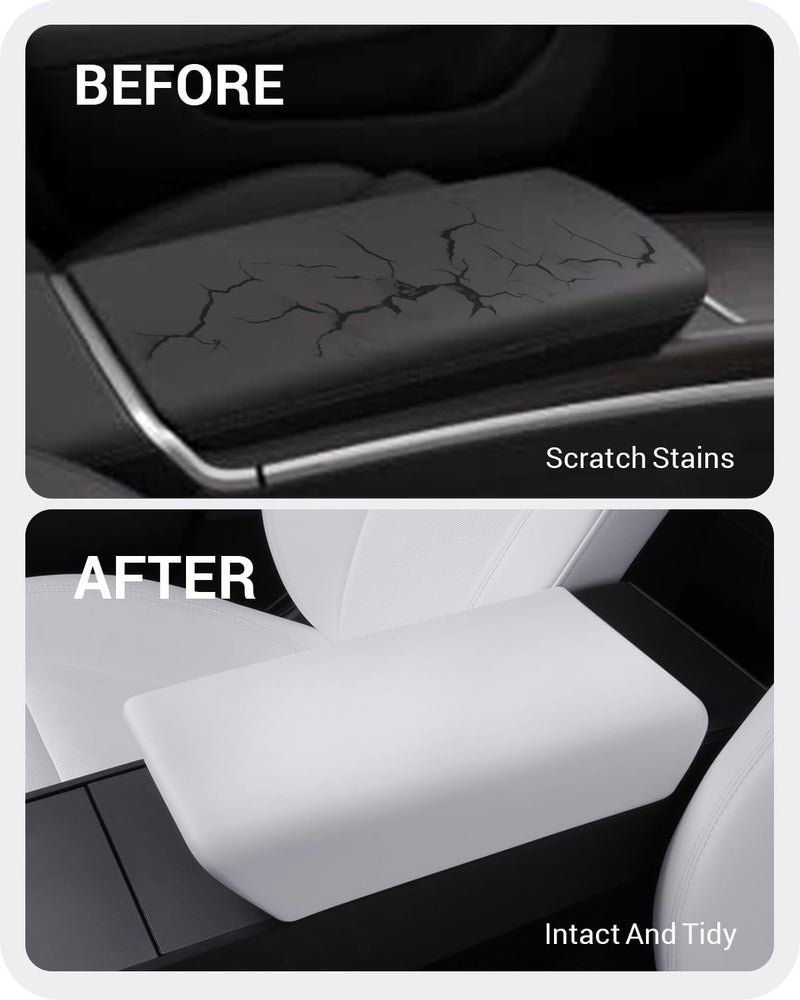 Basenor Center Console Armrest Cover for 2025 2026 Tesla Model Y Juniper/Model 3 Highland [Non-Slip] [No Logo] Arm Rest Protector Accessories TPU White (Standard/Premium/Performance) - Image 3